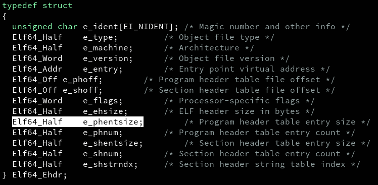 e_phentsize field.