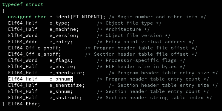 e_phnum field.