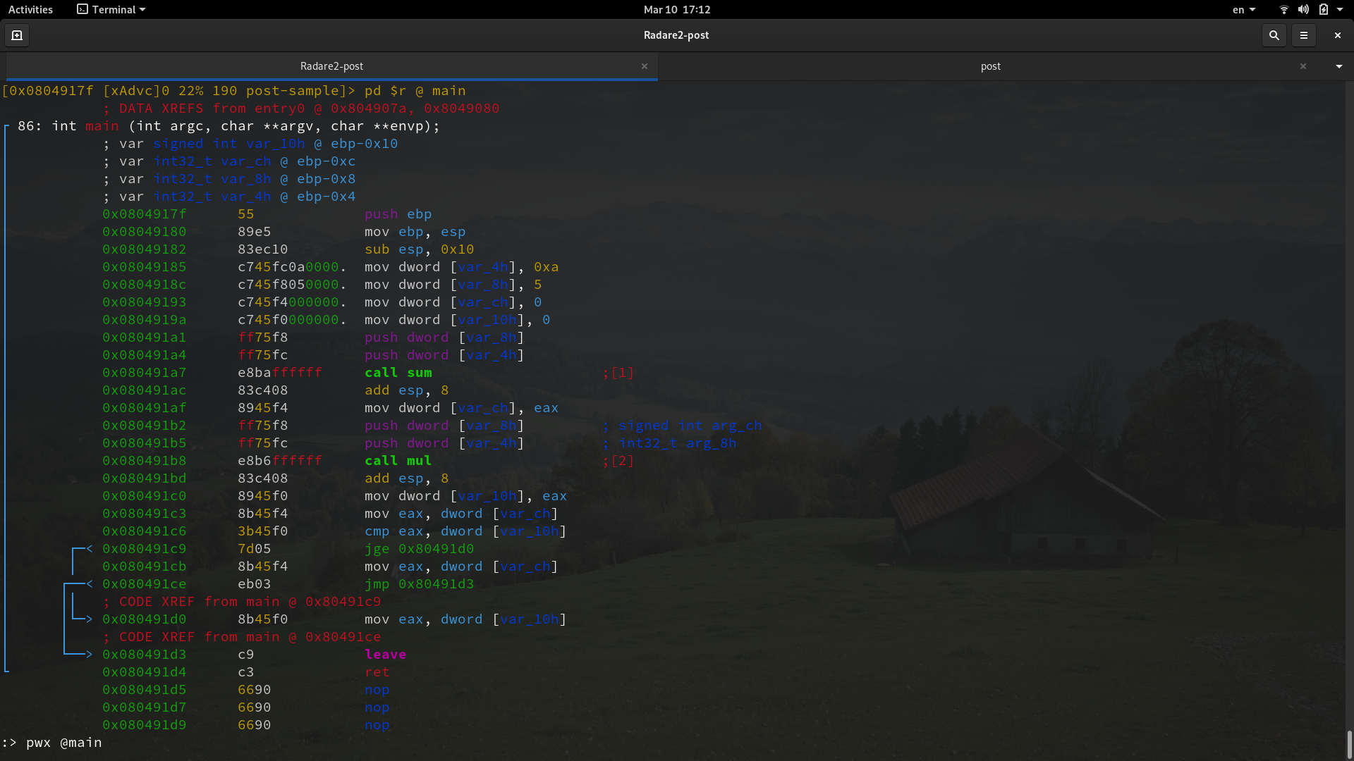 r2 commands from visual mode.